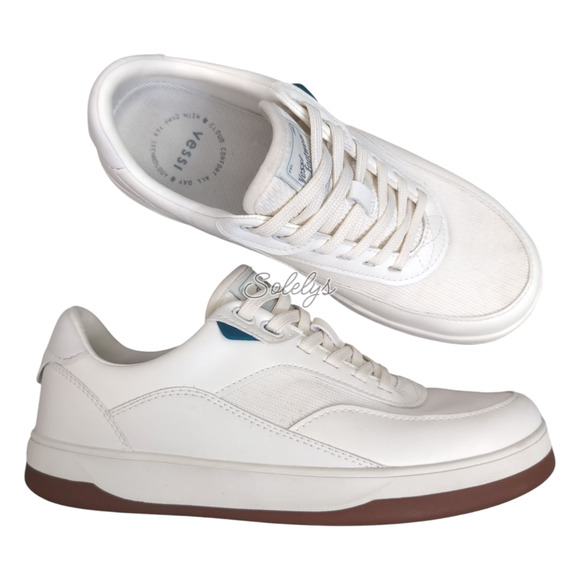 Vessi Courtside Classic Mens 8 Off White Vegan Waterproof Casual Lace Up Sneaker - Picture 1 of 13